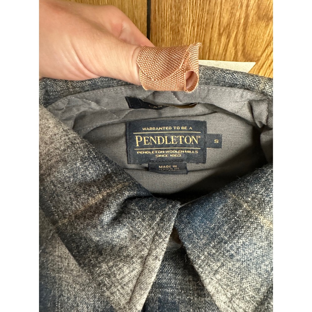 Pendleton Mens Canyon Snap Shirt Blue Grey Ombre Plaid Wool Button Down SM - Picture 3 of 3